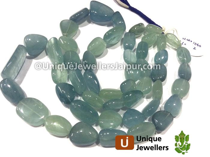 Aquamarine Shaded Far Smooth Nugget Beads