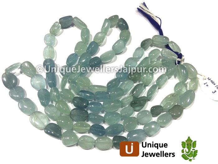 Aquamarine Shaded Smooth Nugget Beads