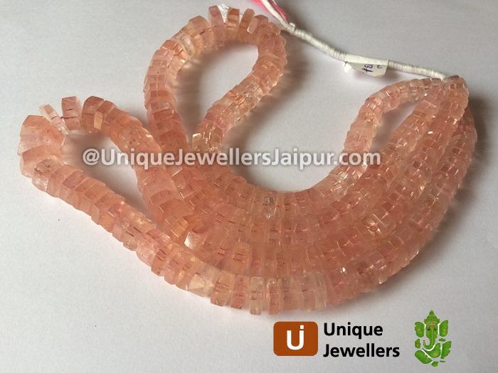 Peach Morganite Far Step Cut Roundelle Beads