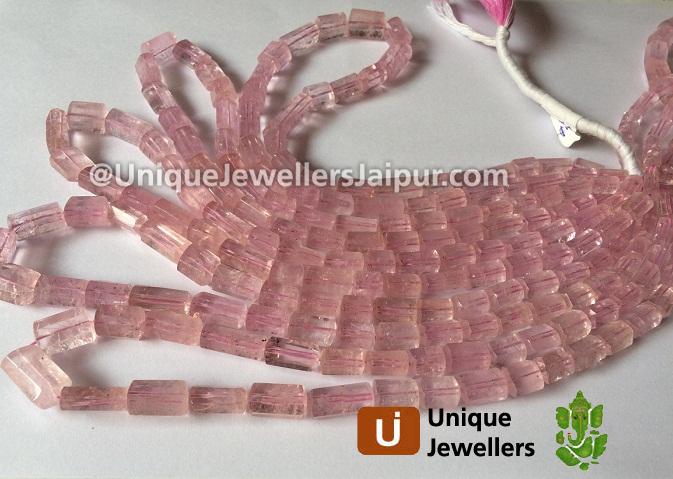 Pink Morganite Far Step Cut Cylinder Beads