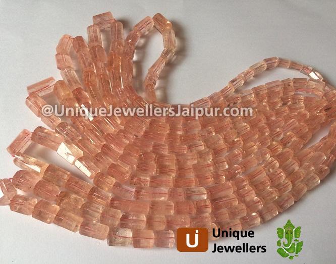 Peach Morganite Far Step Cut Cylinder Beads