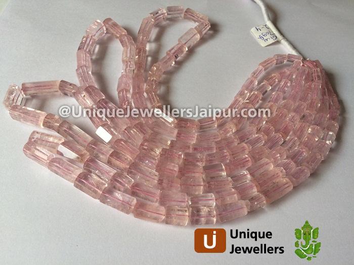 Pink Morganite Far Step Cut Cylinder Beads