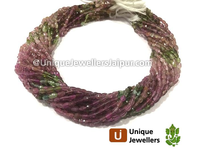 Multi Tourmaline Plain Twisted Oval Beads