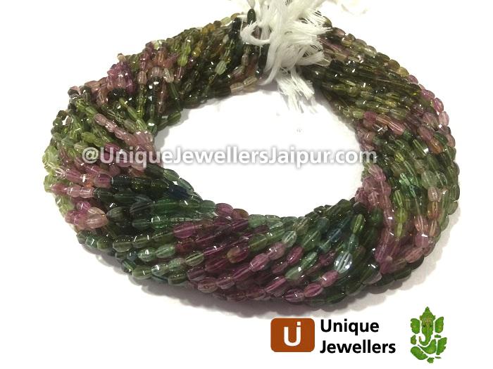 Multi Tourmaline Smooth Twisted Oval Beads