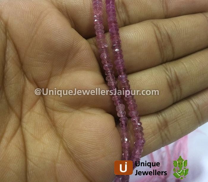 Pink Tourmaline Shaded Faceted Roundelle Beads