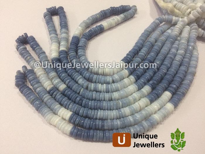 Blue Opal Smooth Tyre Beads