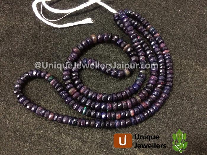 Good Quality Black Ethiopian Opal Faceted Roundelle Beads