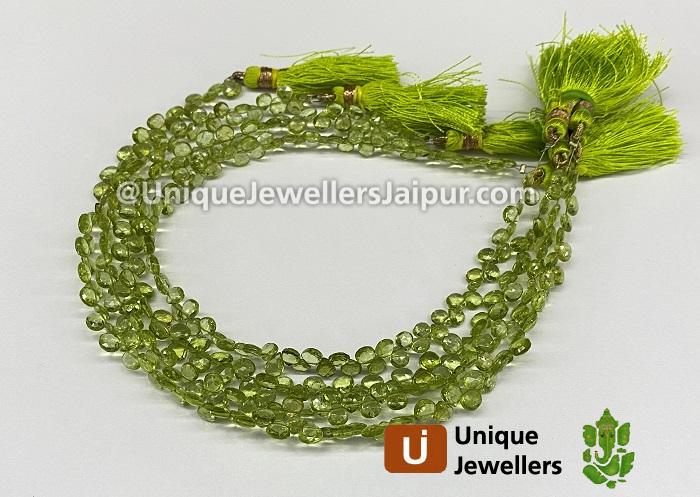 Peridot Briollete Heart Beads