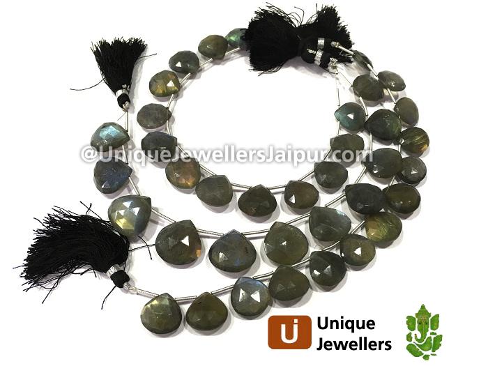 Labradorite Briollete Heart Beads