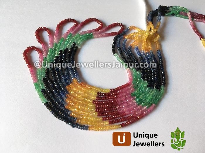 Multi Precious Faceted Roundelle Beads