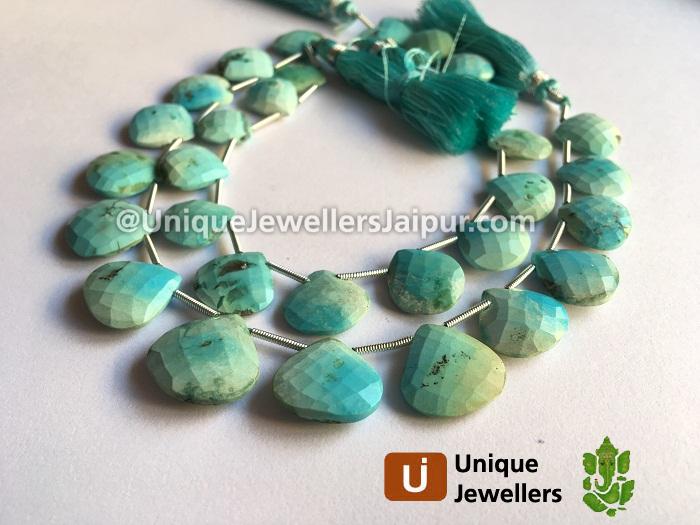 Sleeping Beauty Turquoise Far Faceted Heart Beads