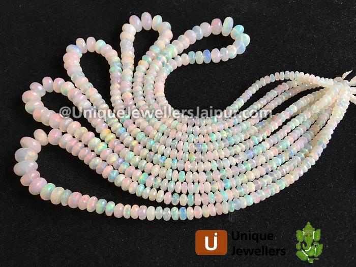 White Ethiopian Opal Far Faceted Roundelle Beads