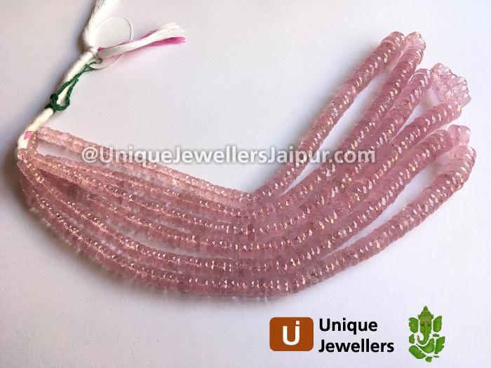 Pink Morganite Faceted Tyre Beads