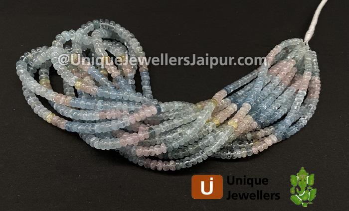 Multi Milky Aquamarine Smooth Roundelle Beads