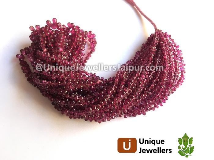 Rubellite Tourmaline Faceted Drops Beads