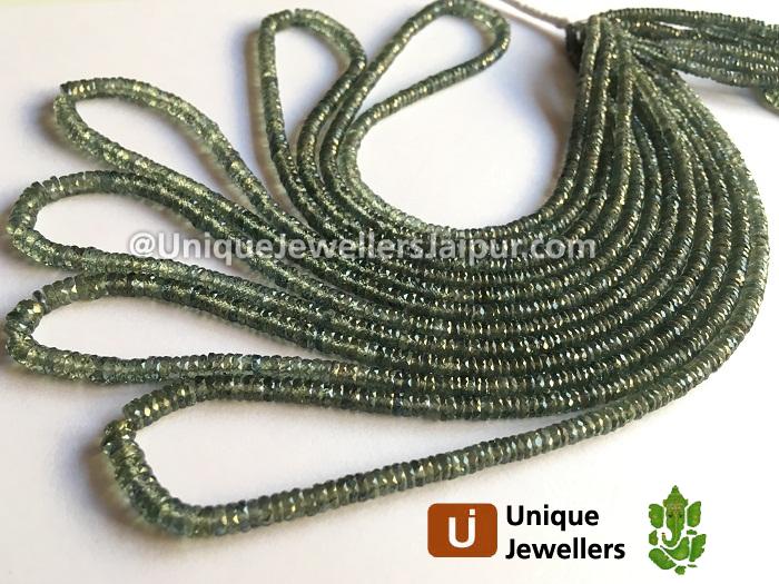 Songea Green Sapphire Faceted Tyre Beads