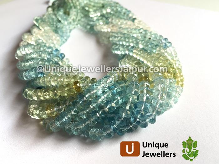Multi Aquamarine Faceted Roundelle Beads