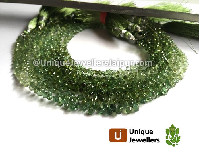 Green Tourmaline Shaded Faceted Drop Beads