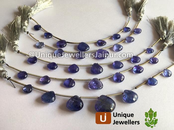 Tanzanite Plain Heart Beads