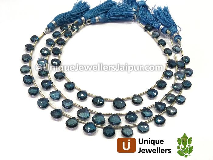 London Blue Topaz Faceted Heart Beads