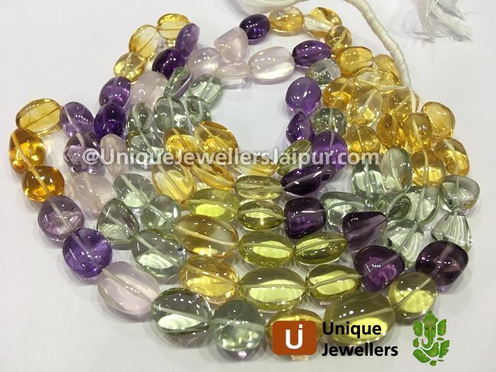 Multi Stone Smooth Oval Nugget Beads