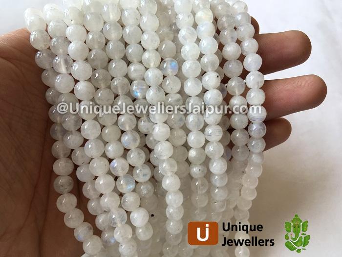 White Rainbow Smooth Round Beads