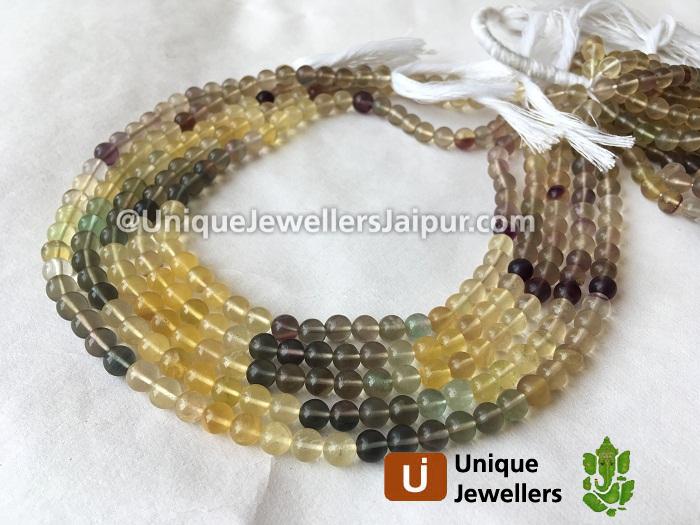 Multi Fluorite Smooth Round Beads