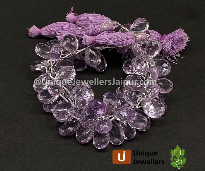 Pink Amethyst Briollete Pear Beads