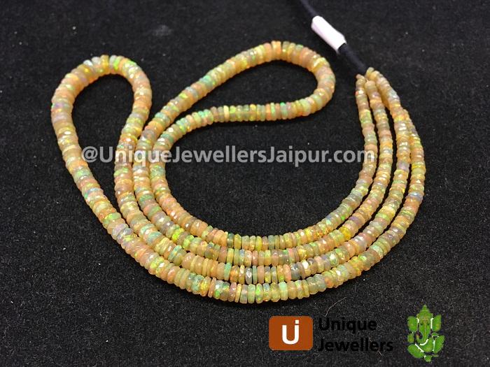 Orange Ethiopian Opal Faceted Tyre Beads