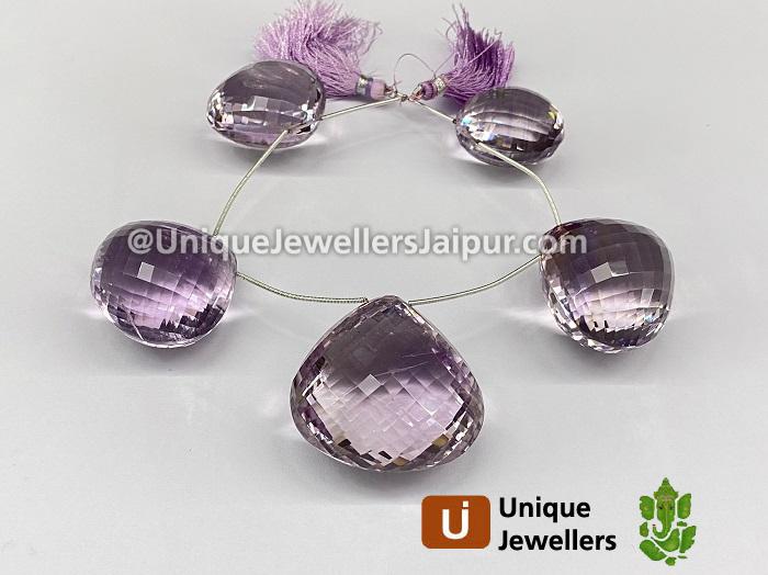 Pink Amethyst Briollete Heart Beads