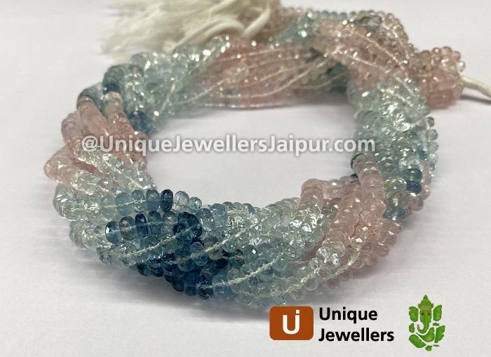 Multi Aquamarine Faceted Roundelle Beads
