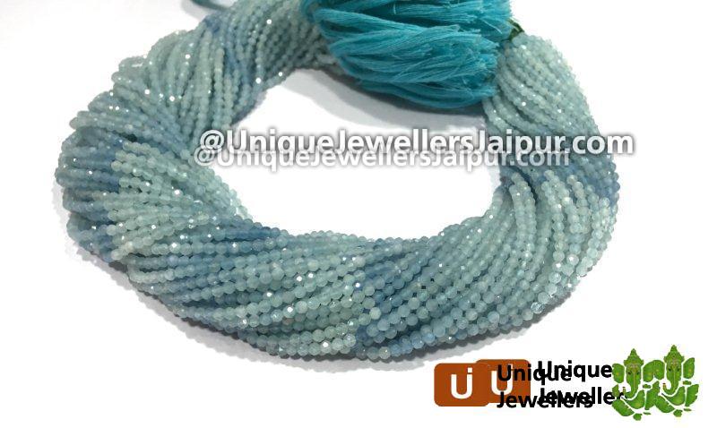 Aquamarine Shaded Micro Cut Roundelle Beads