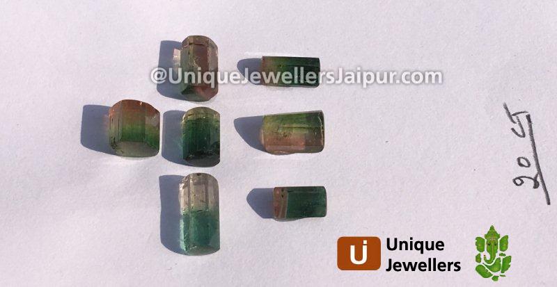 Bi-Color Tourmaline Step Cut Cylinder Beads