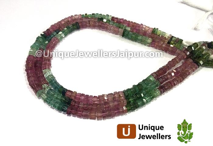 Tourmaline Step Cut Roundelle Beads