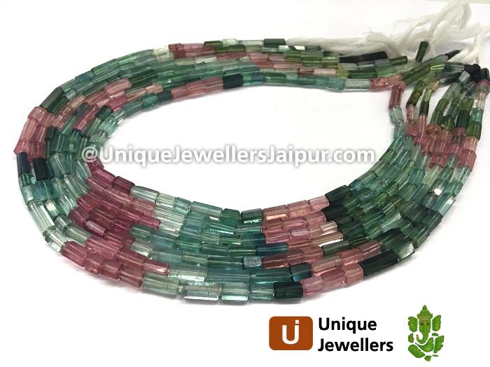 Tourmaline Step Cut Cylinder Beads