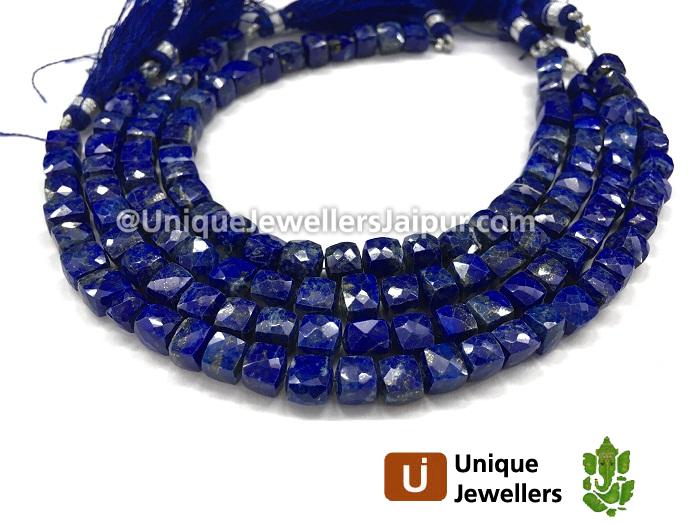 Lapis Faceted Cube Beads