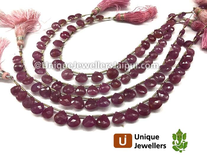 Ruby Briollete Heart Beads