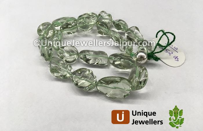 Green Amethyst Smooth Irregular Nugget Beads