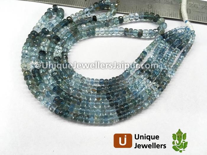 Moss Aquamarine Shaded Faceted Roundelle Beads