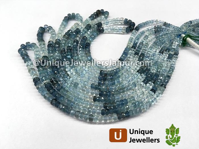 Aquamarine Shaded Faceted Roundelle Beads