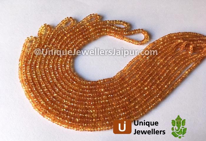 Orange Sapphire Faceted Roundelle Beads