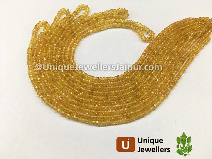 Yellowish Orange Sapphire Faceted Roundelle Beads