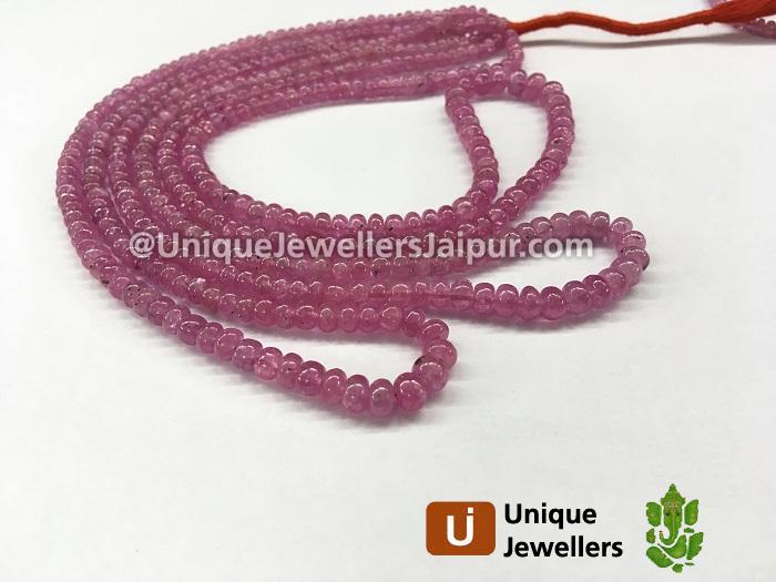 Pink Sapphire Smooth Roundelle Beads