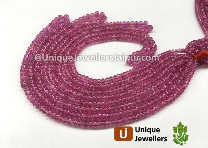 Pink Sapphire Smooth Roundelle Beads