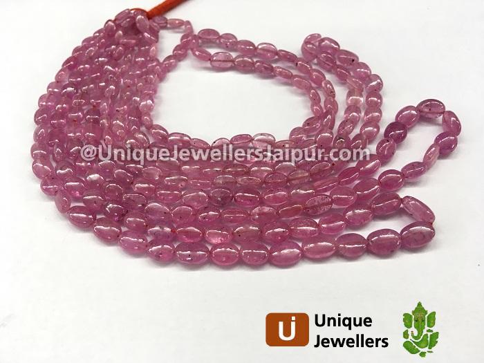 Pink Sapphire Smooth Oval Beads