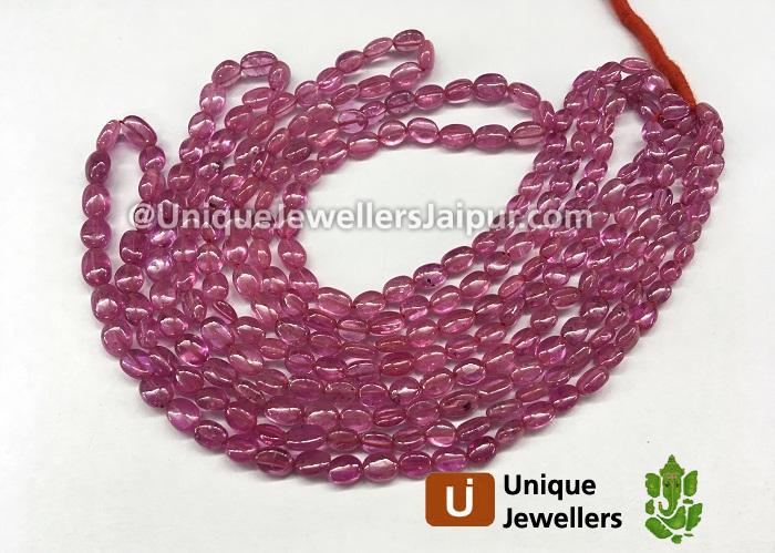 Pink Sapphire Smooth Oval Beads