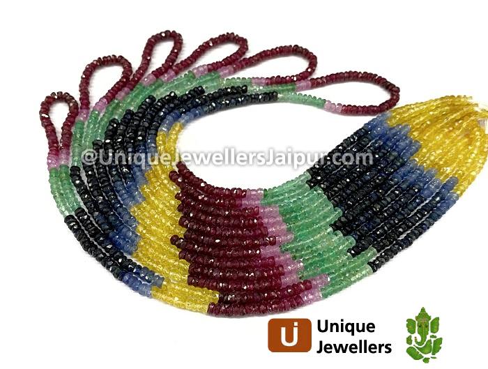 Multi Precious Faceted Roundelle Beads