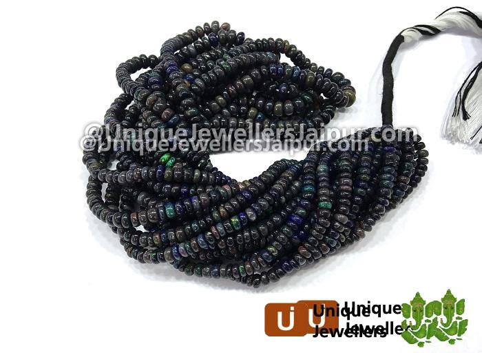 Black Ethiopian Opal Smooth Roundelle Beads