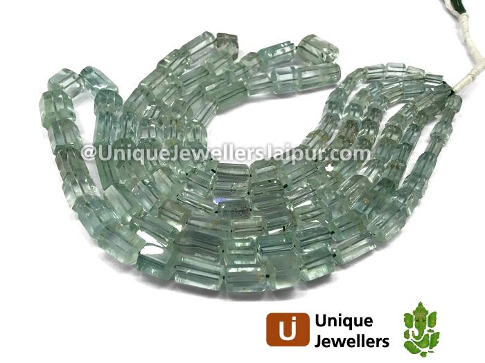 Mint Green Beryl Step Cut Cylinder Beads