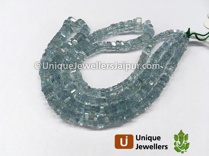 Moss Aquamarine Step Cut Roundelle Beads